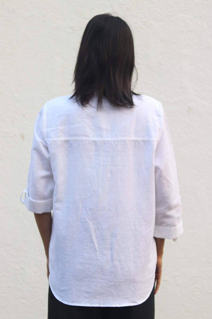 White Linen Classic Shirt Top