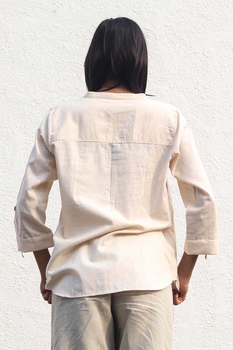 Cream Linen Classic Shirt Top