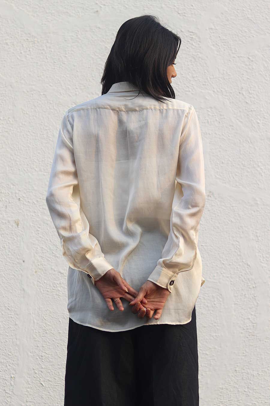 Creme Crepe Silk Shirt