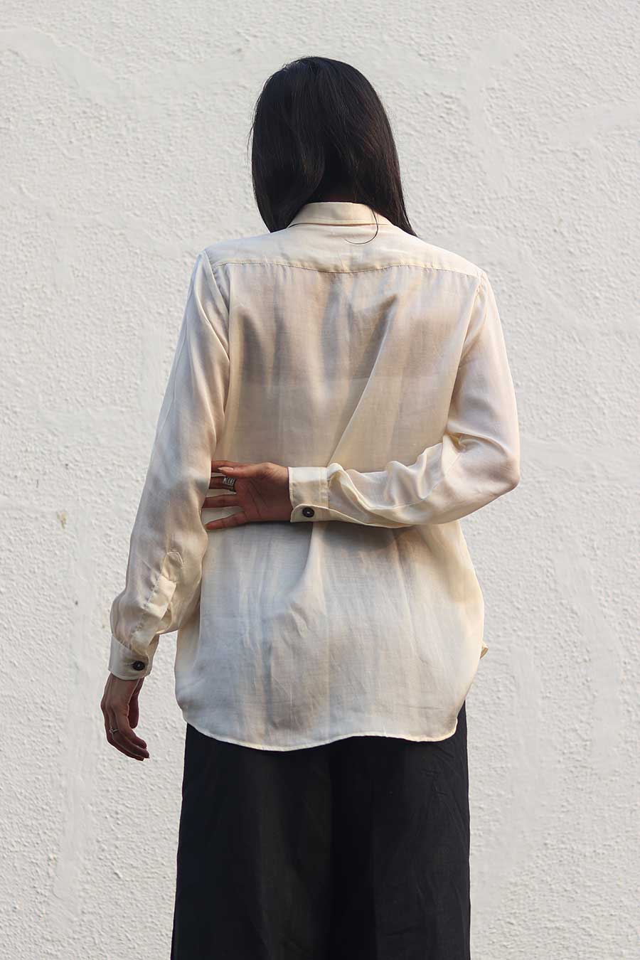 Creme Crepe Silk Shirt