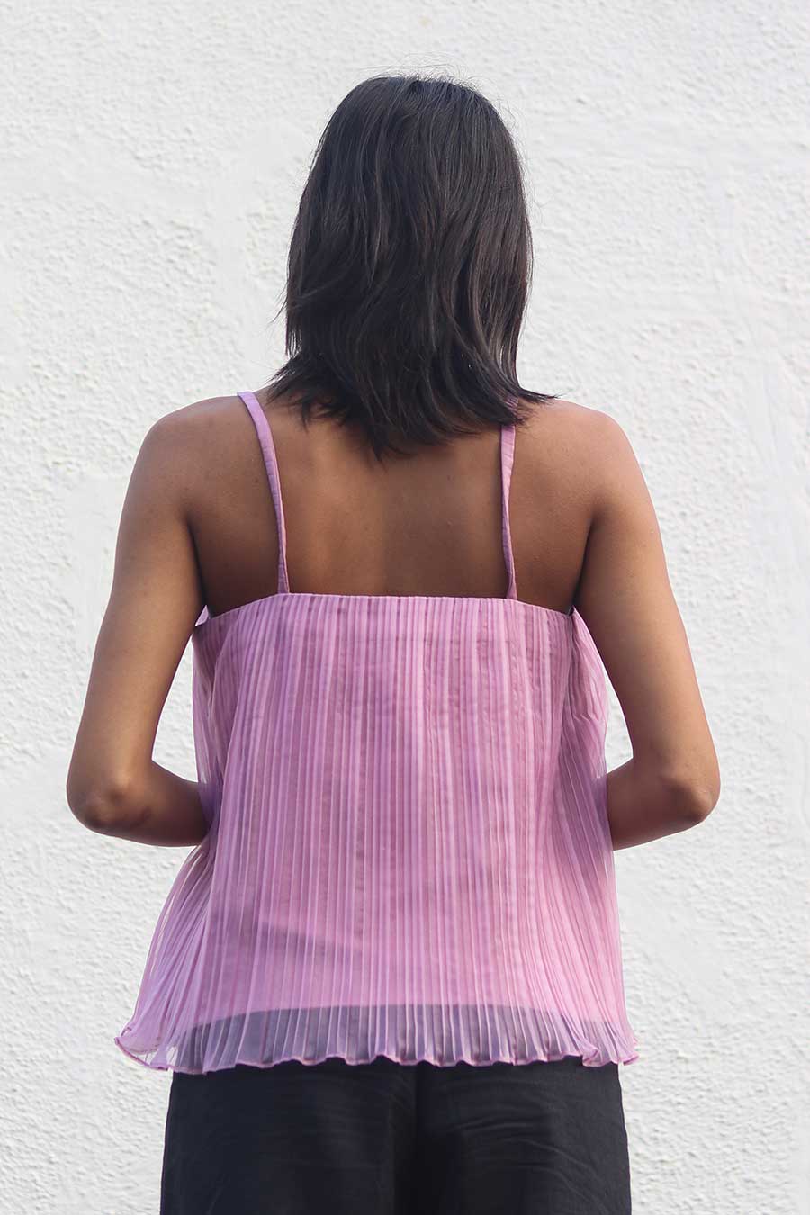 Mauve Pleated Organza Top