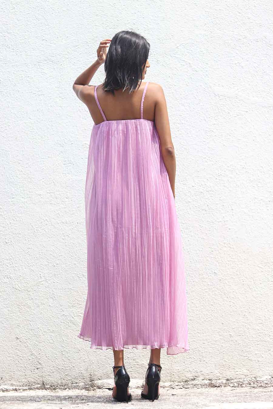 Mauve Pleated Organza Dress