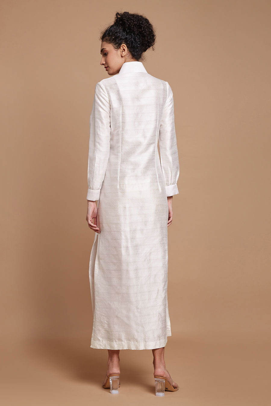 White Front Open Long Dress