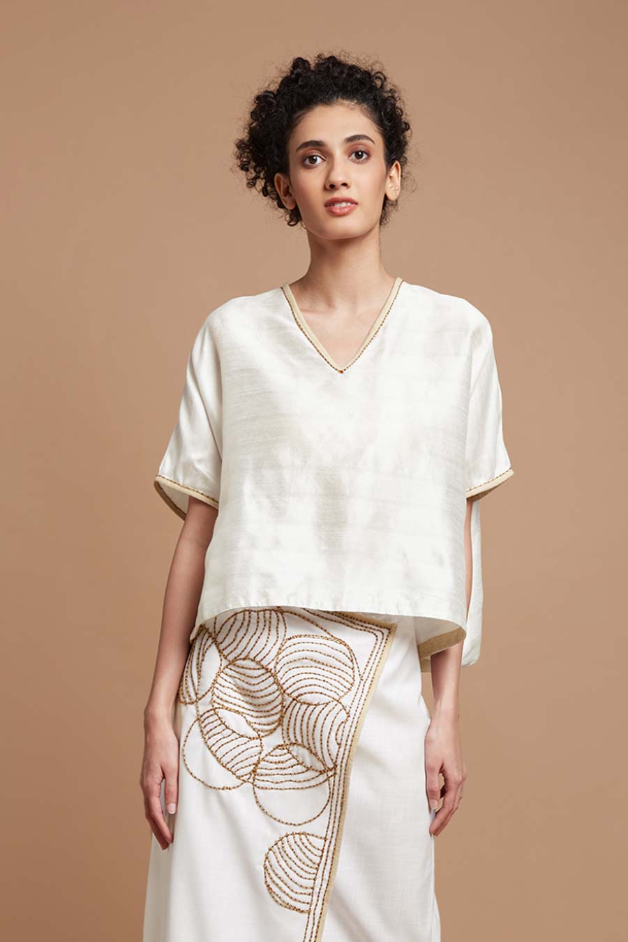 White Kaftan Top & Skirt Co-Ord Set