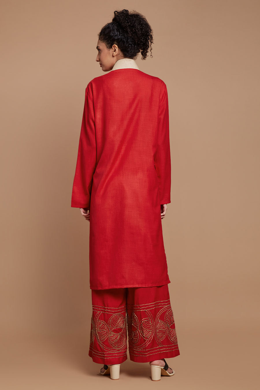 Red Embroidered Kurta & Pants Set