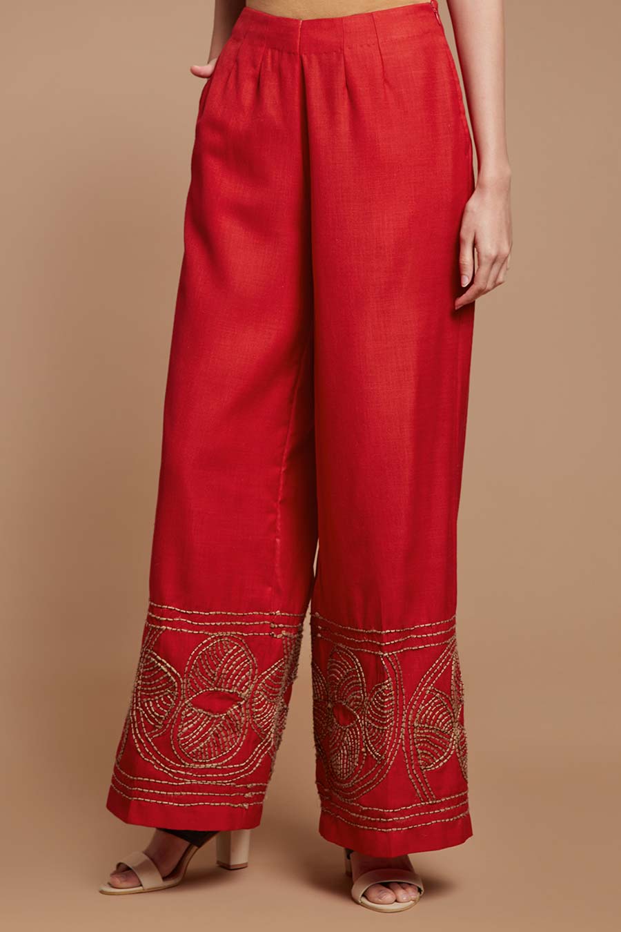 Red Embroidered Kurta & Pants Set