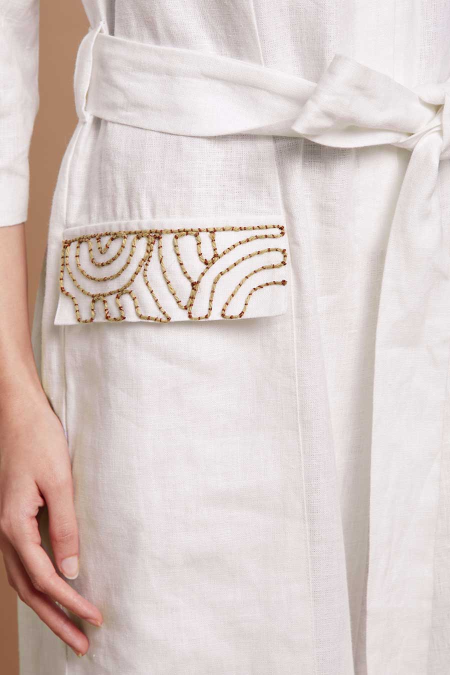 White Embroidered Tie-Up Jumpsuit