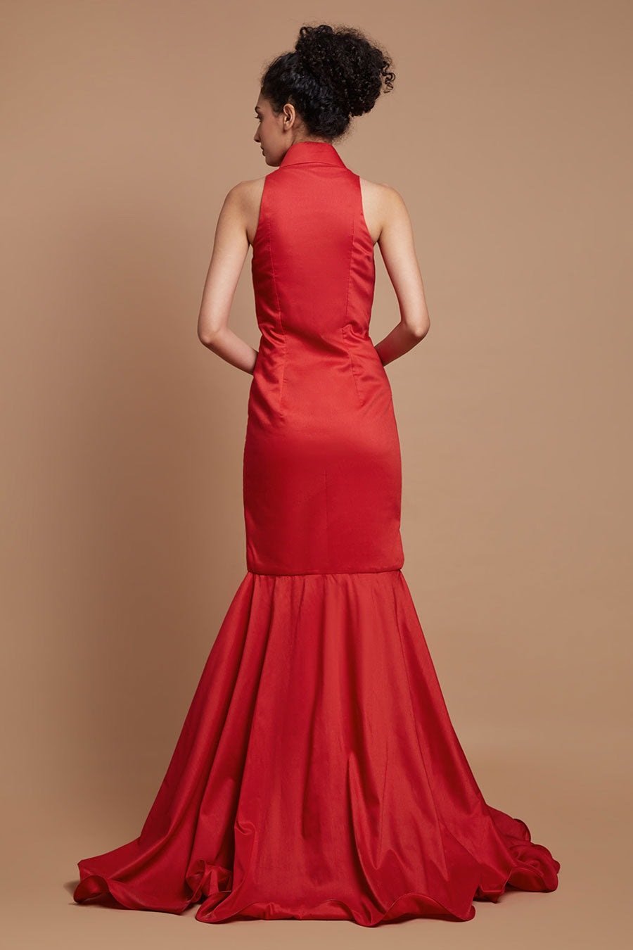 Red Embroidered Mermaid Gown