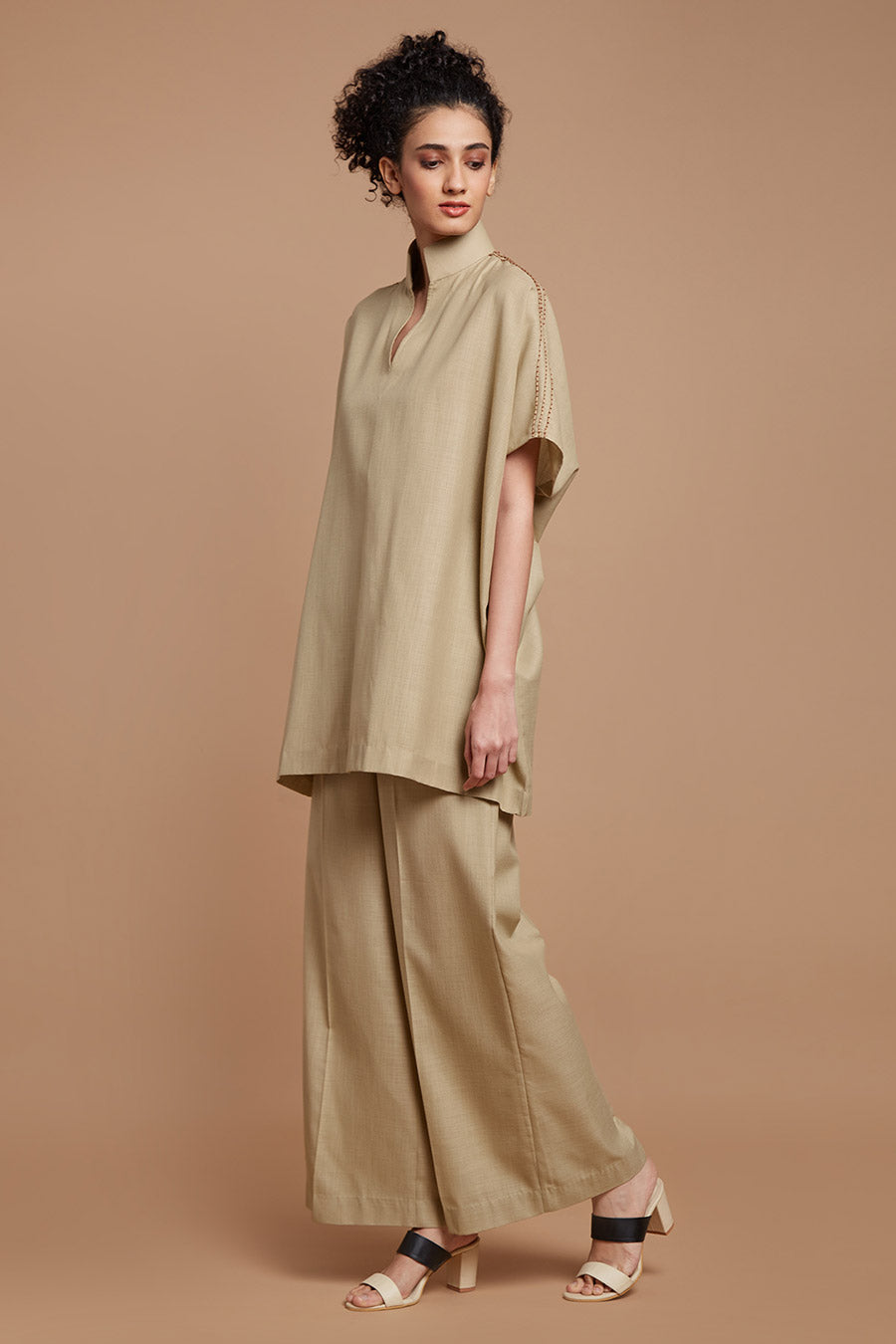 Beige Wide Legged Pants