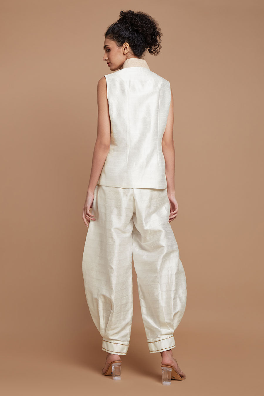 White Embroidered Baggy Pants