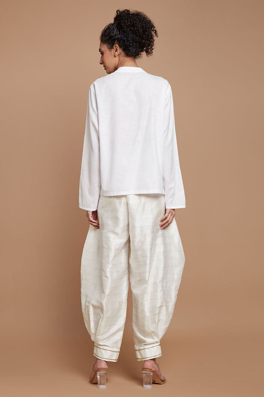White Embroidered Oversized Short Kurta Top