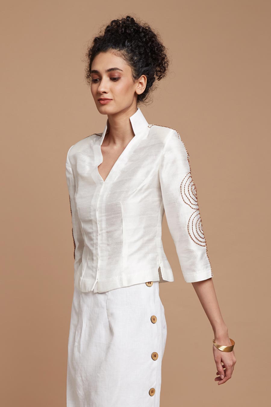 White Embroidered Short Top