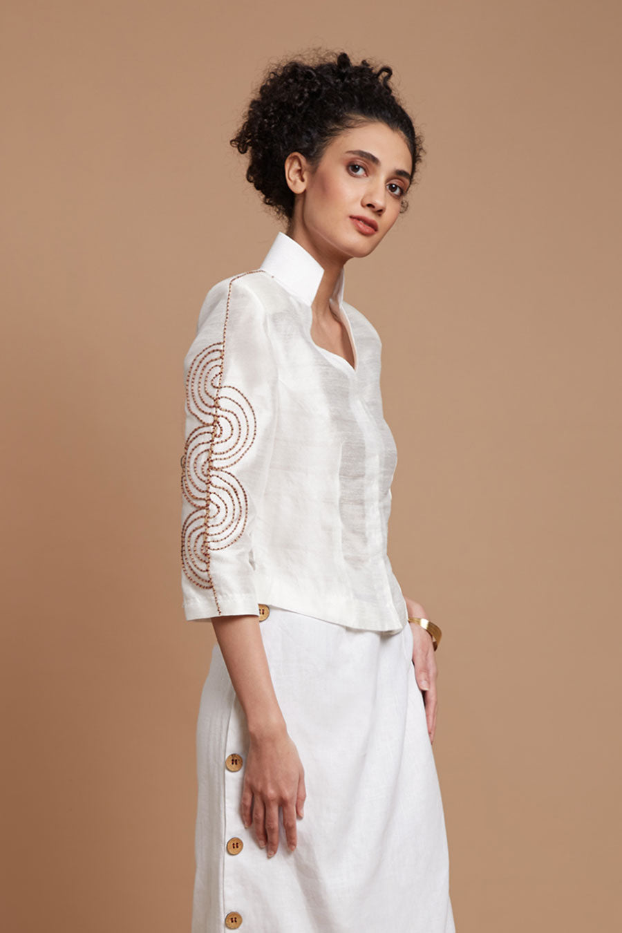 White Embroidered Short Top