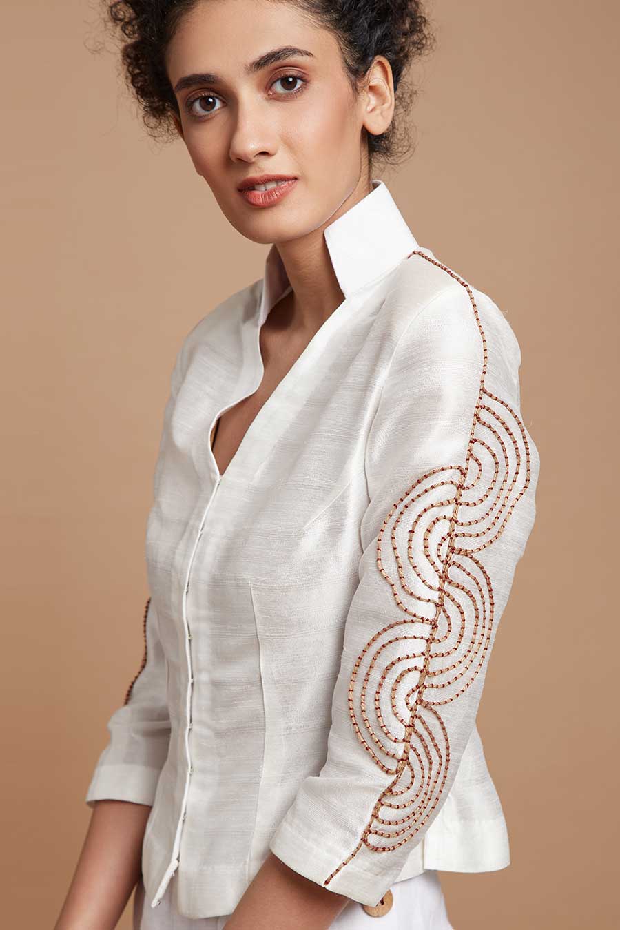 White Embroidered Short Top