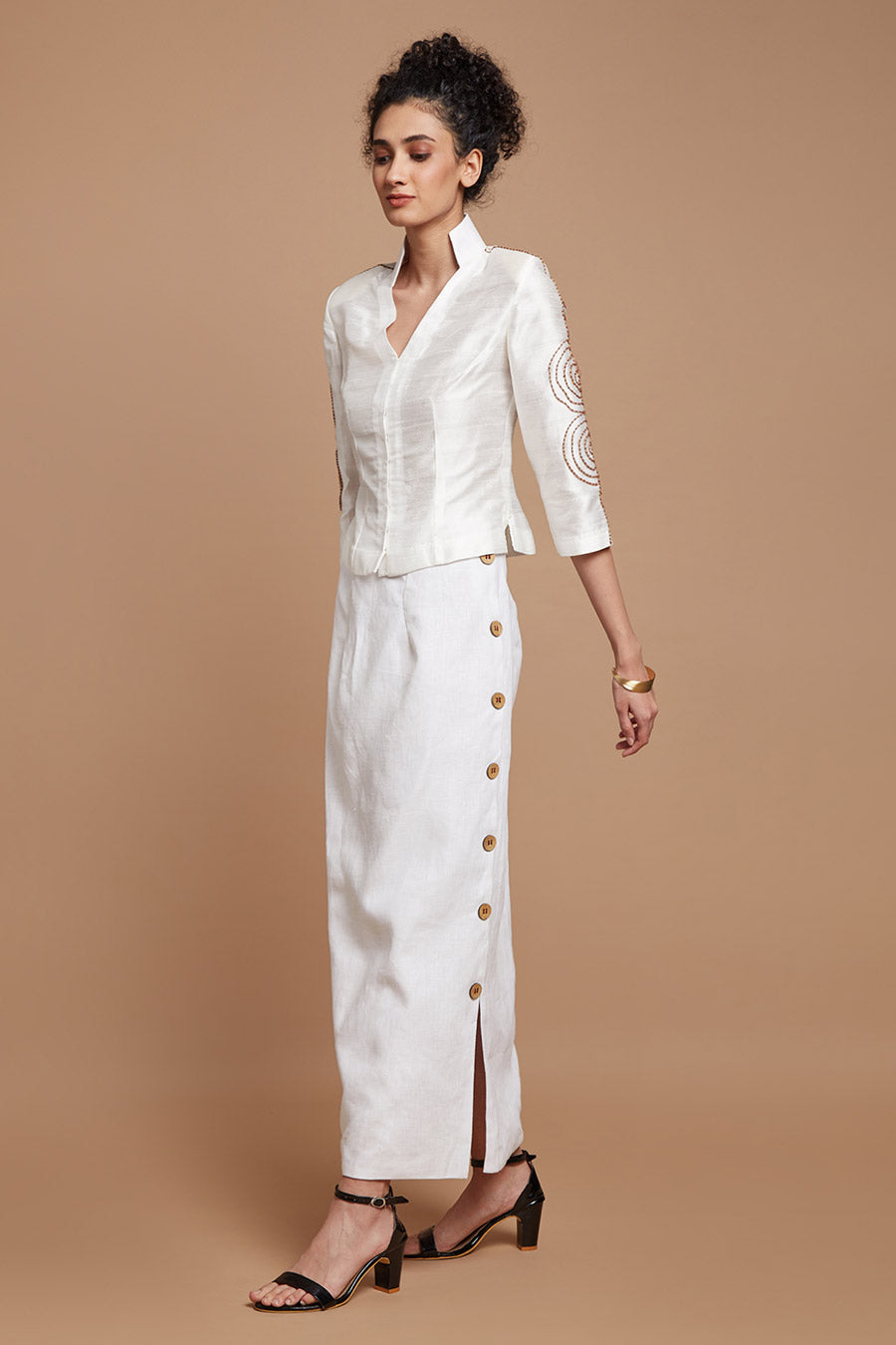 White Button-Down Skirt