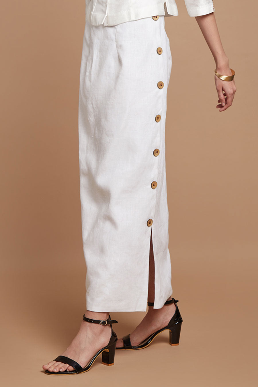 White Button-Down Skirt