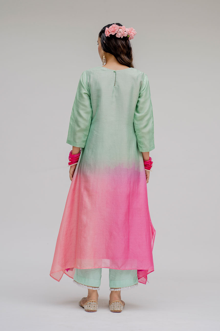 Mint Ombre Kurta Set With Dupatta