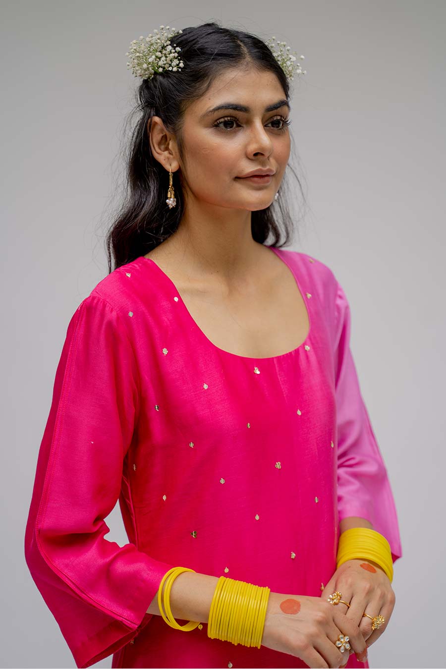 Pink Ombre Kurta Set With Dupatta