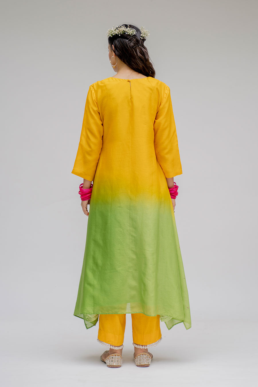 Yellow Ombre Kurta Set With Dupatta