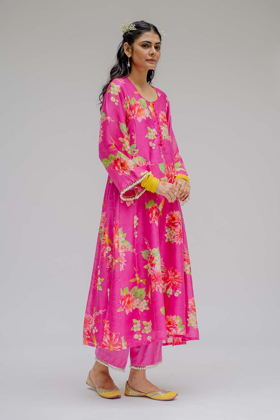 Pink Printed Kurta Set With Dupatta