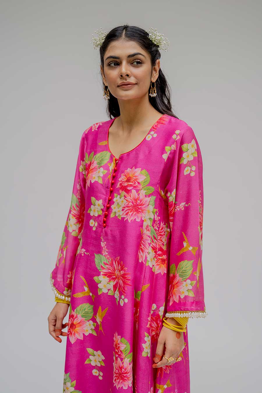 Pink Printed Kurta Set With Dupatta