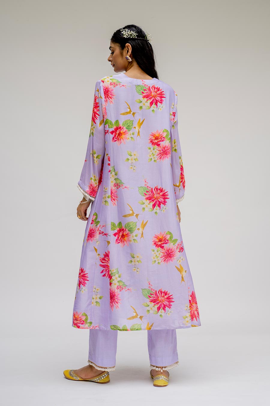 Purple Printed Kurta Set With Dupatta