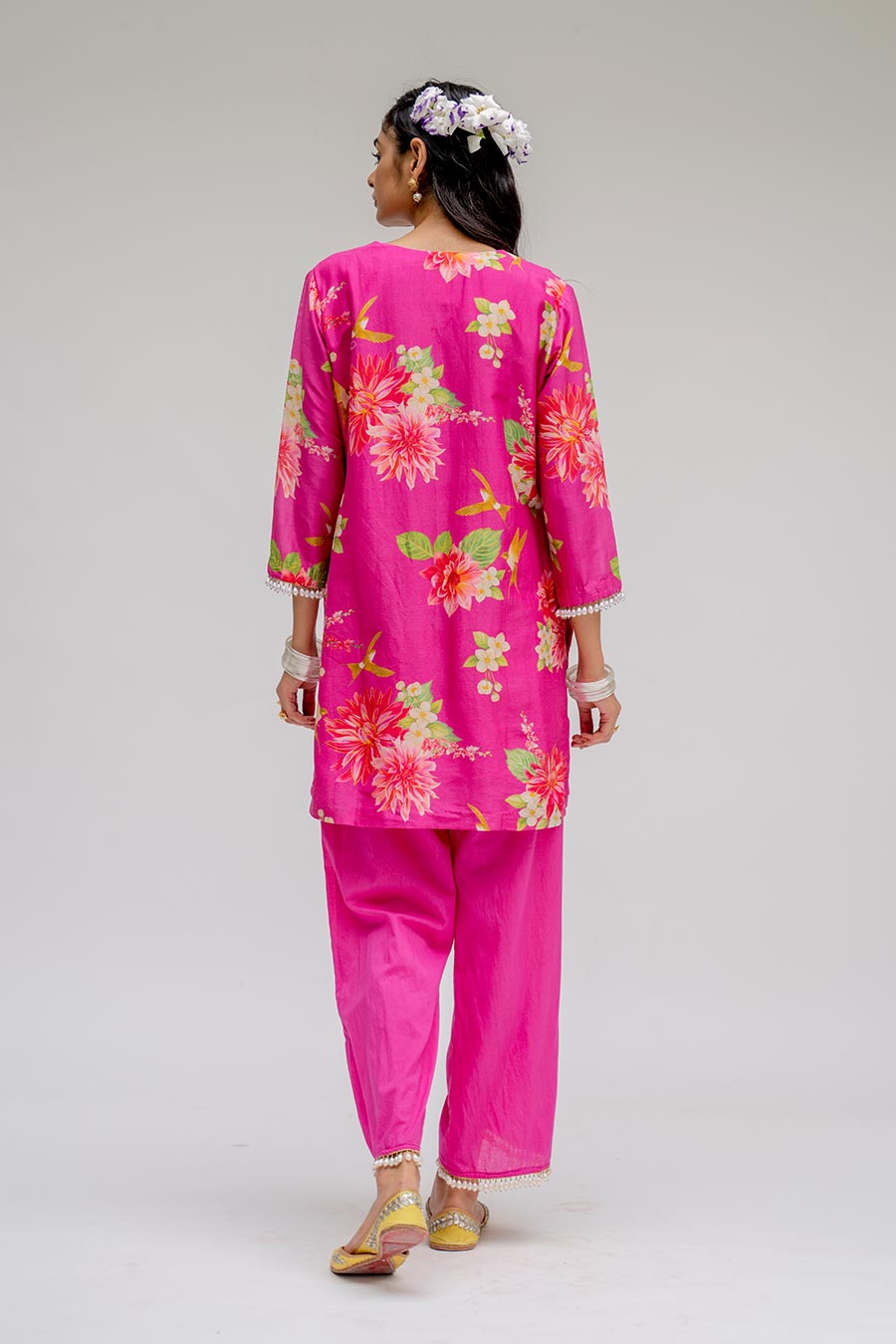 Pink Printed Short Kurta & Pant