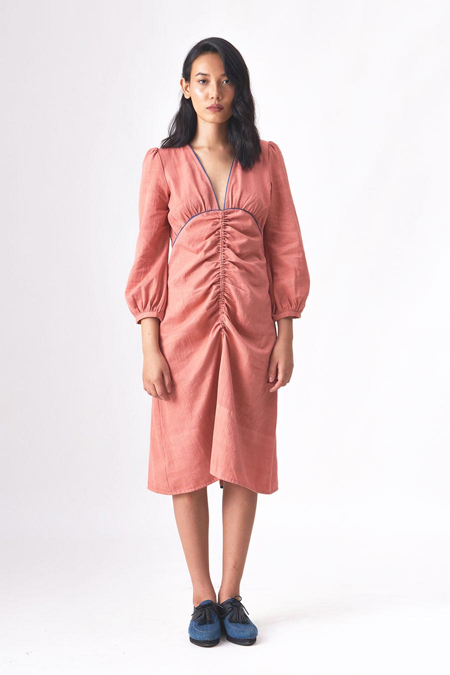 TENZIN - Handloom Denim Pink Dress
