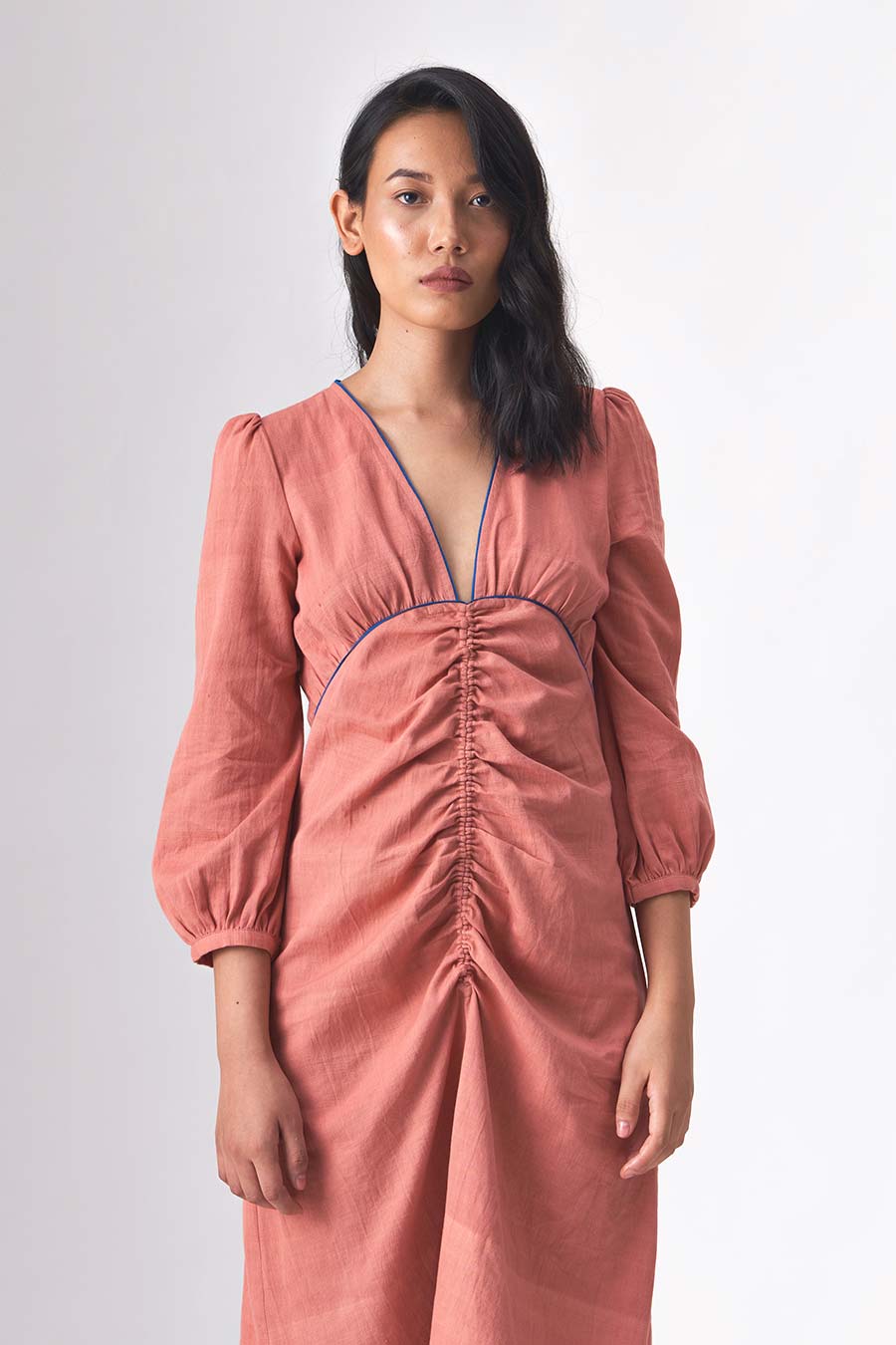 TENZIN - Handloom Denim Pink Dress