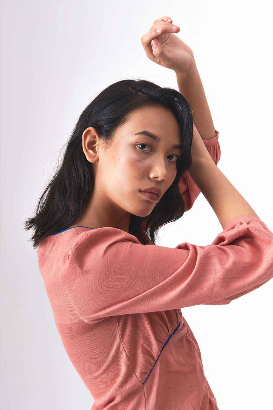 TENZIN - Handloom Denim Pink Dress