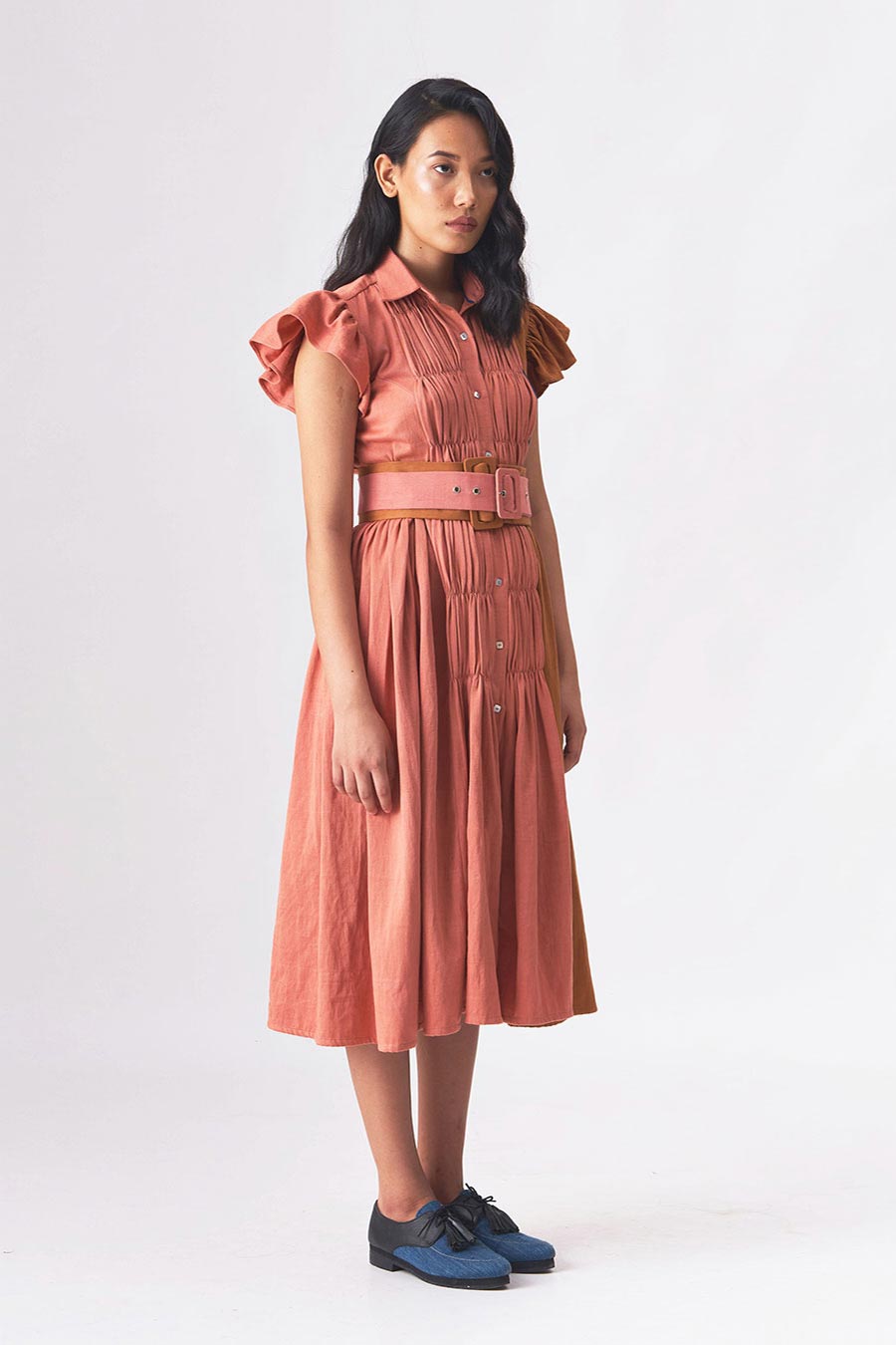 DARLENE - Handloom Denim A-Line Dress