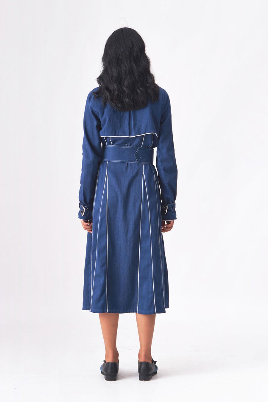 PRISCILLA - Khadi Denim Blue Trench Dress