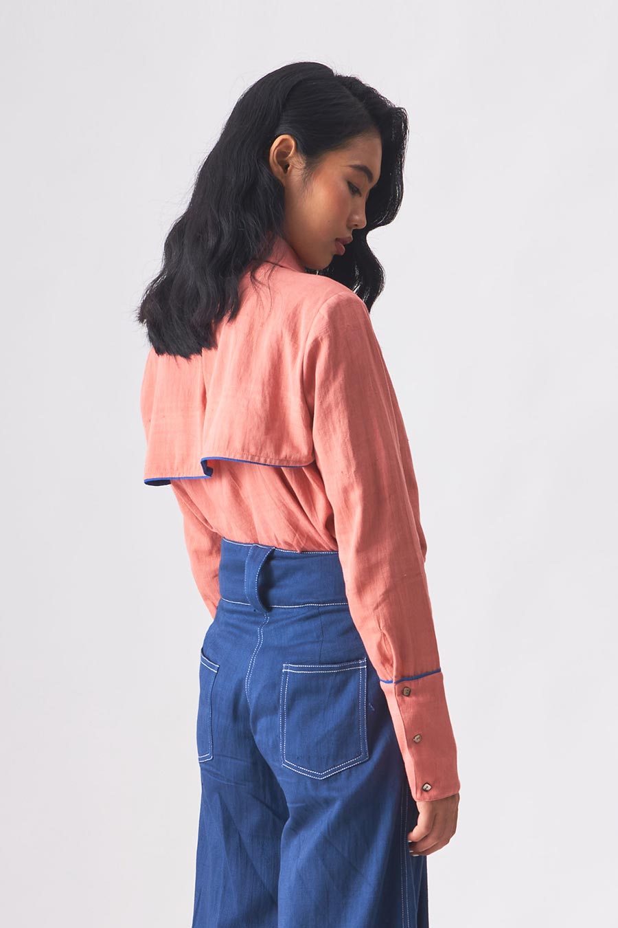 STELLA - Handloom Denim Pink Shirt