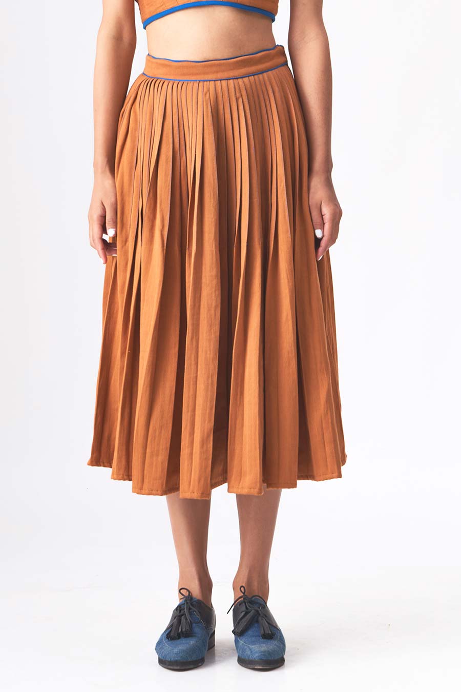 DEBORAH - Brown Handloom Denim Skirt