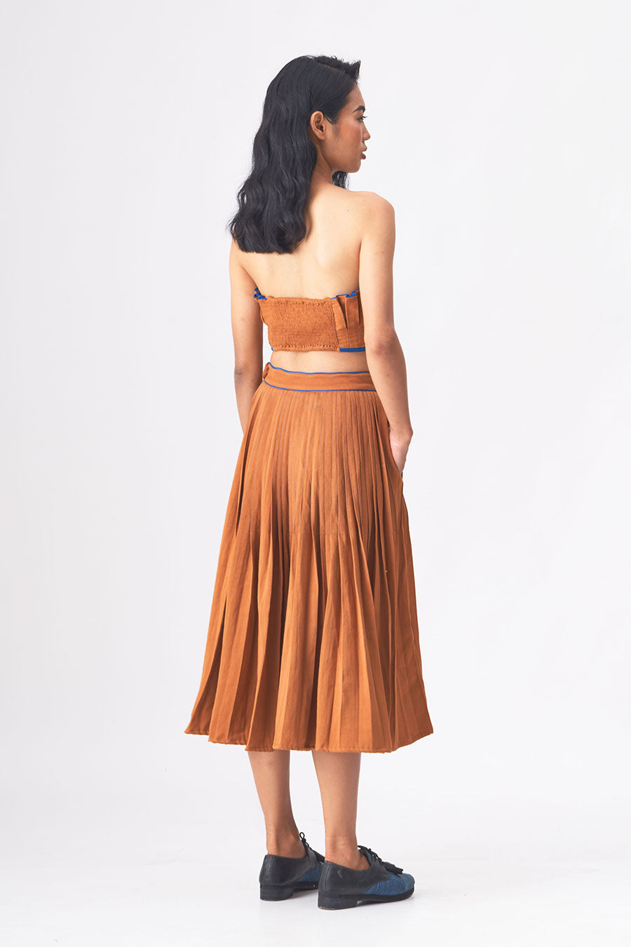 DEBORAH - Brown Handloom Denim Skirt