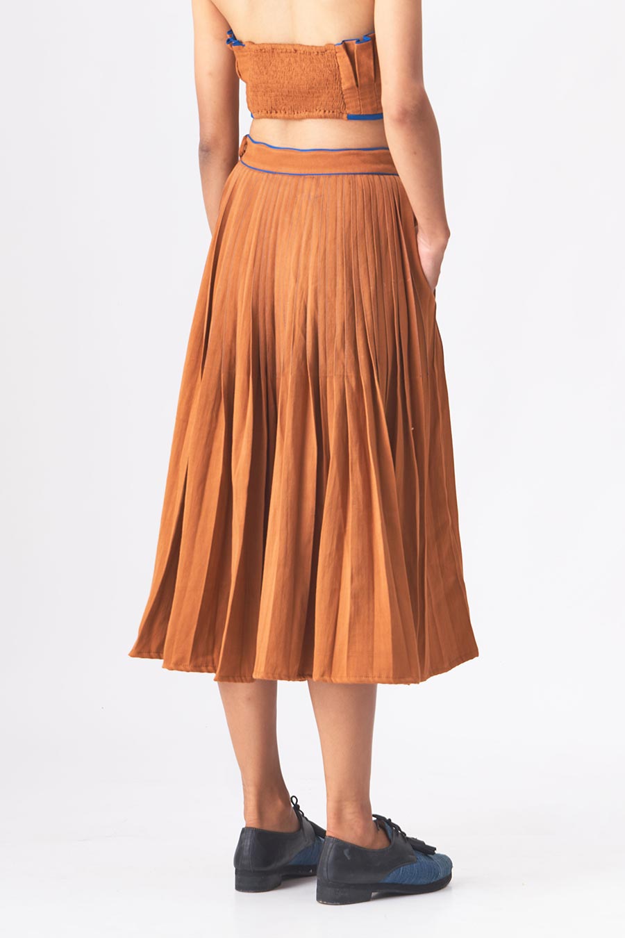 DEBORAH - Brown Handloom Denim Skirt