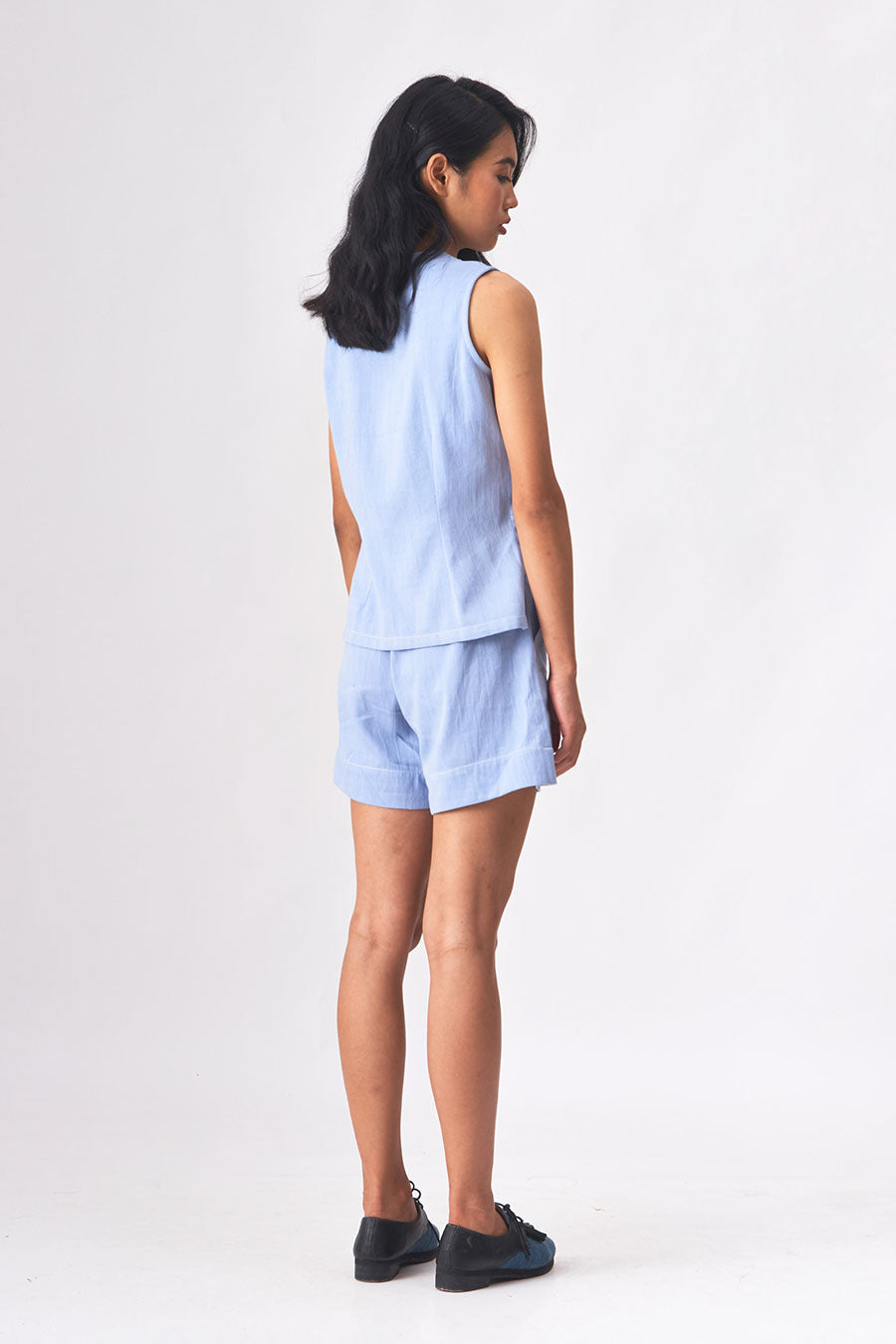 AVA - Khadi Denim Blue Shorts