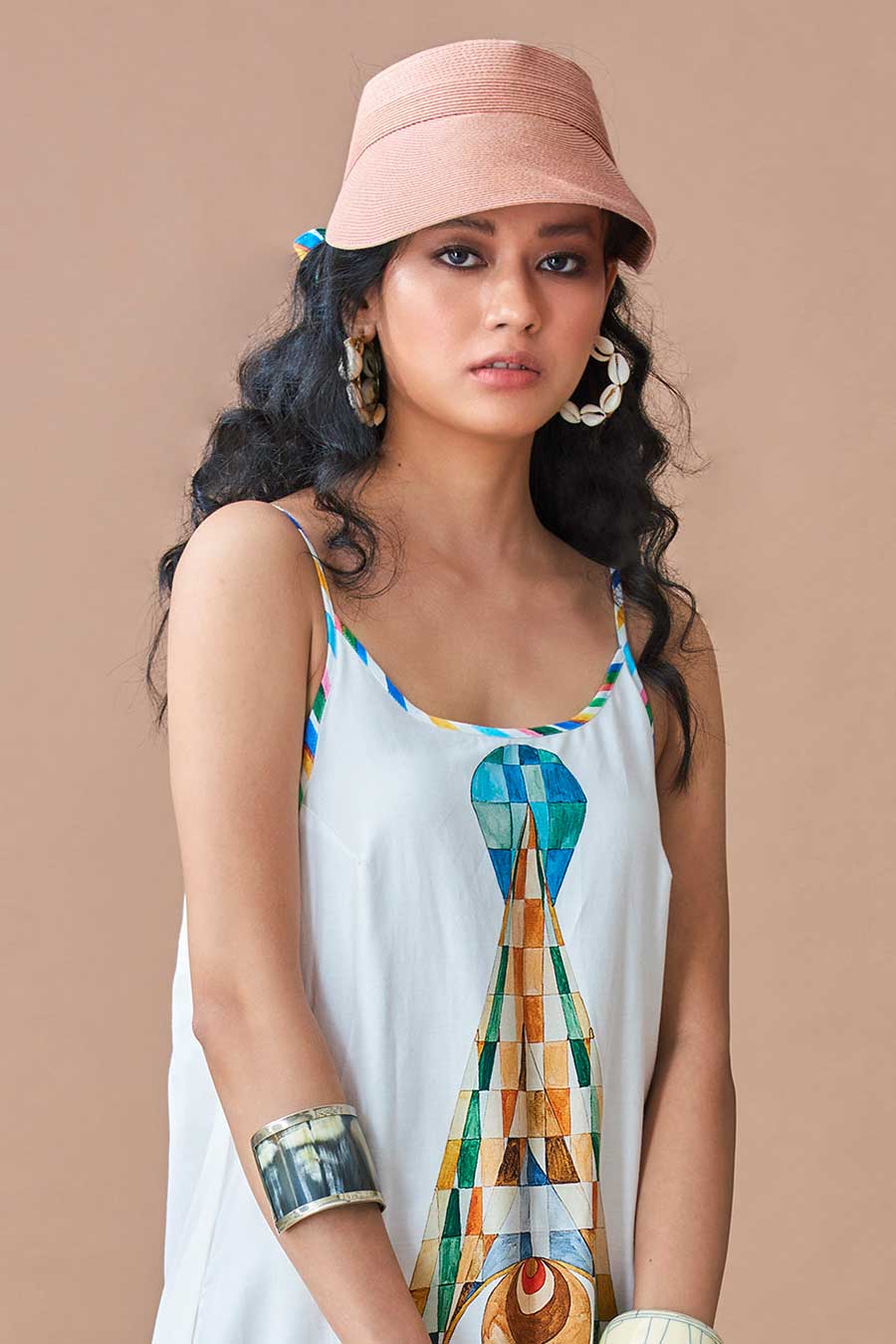 Aska Temple Printed White Maxi Dress