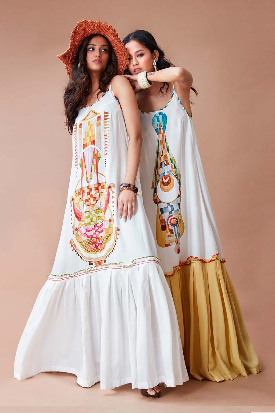 Aska Temple Printed White Maxi Dress