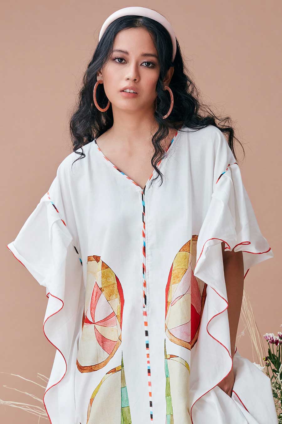 Tavish White Printed Kaftan Dress