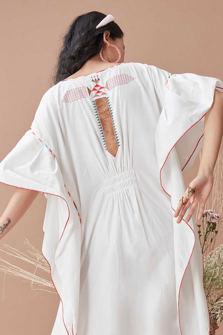 Tavish White Printed Kaftan Dress
