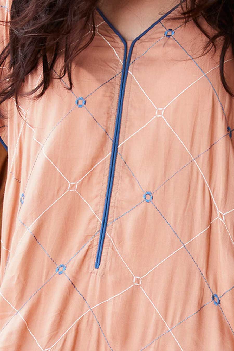 Tavish Nude Printed Kaftan Dress