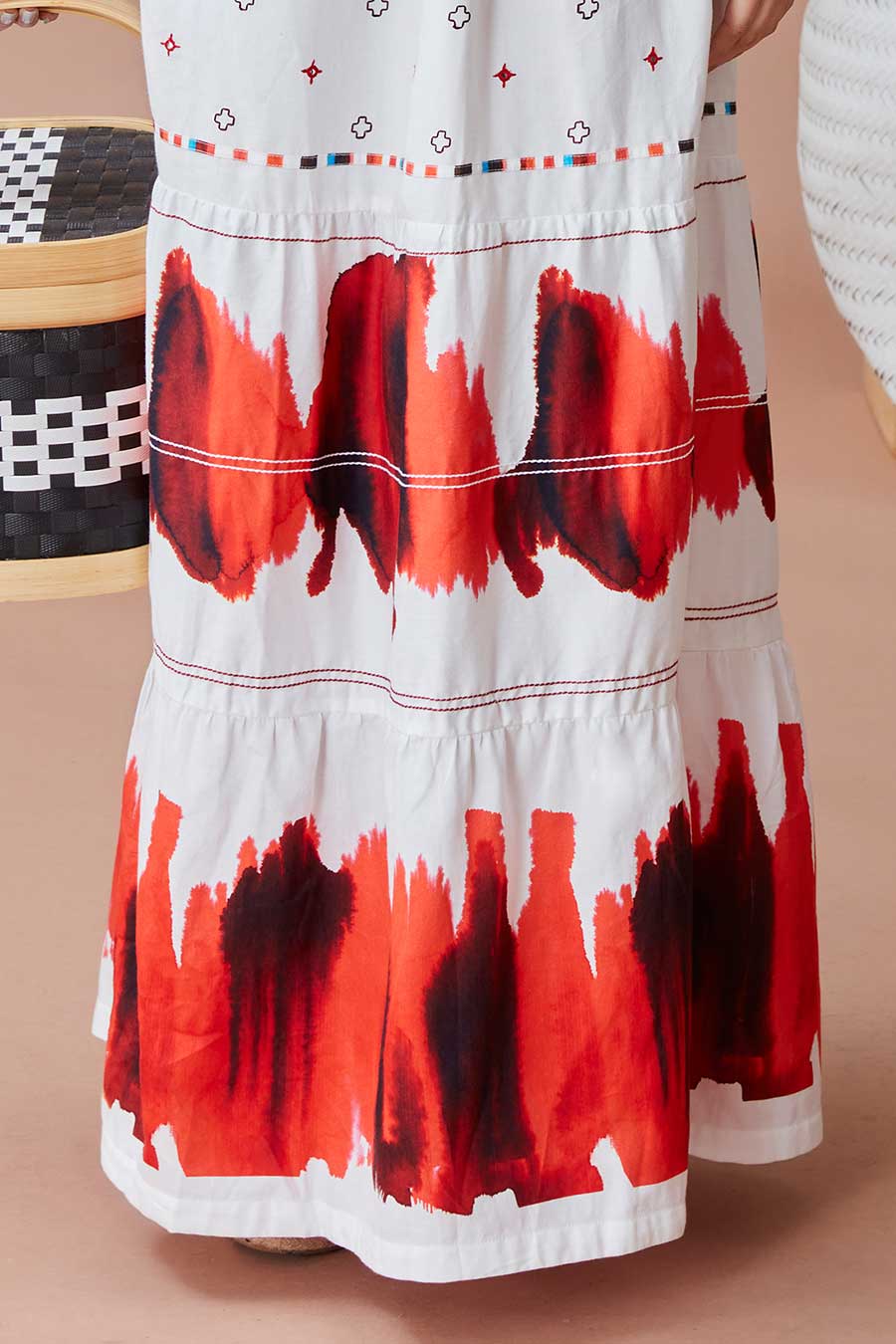 Jaee White & Red Overlap Dress
