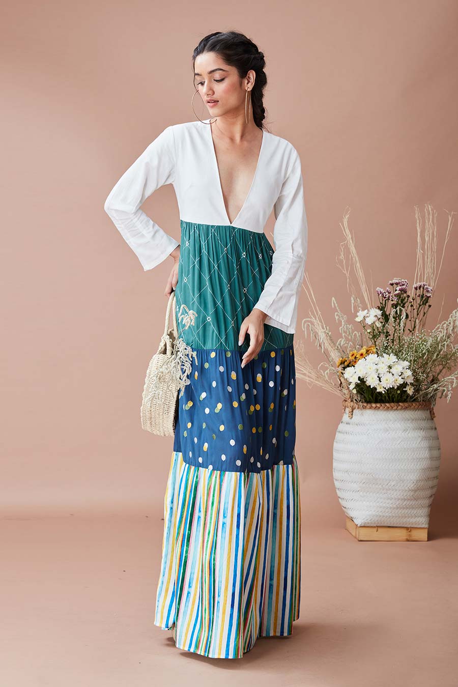 Juie Multicolour Long Tiered Dress