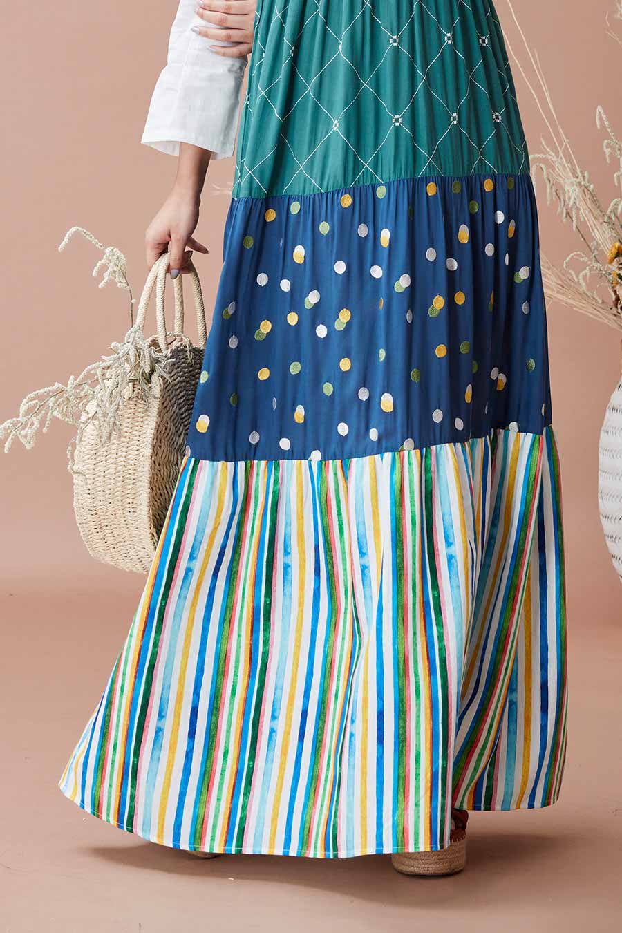 Juie Multicolour Long Tiered Dress