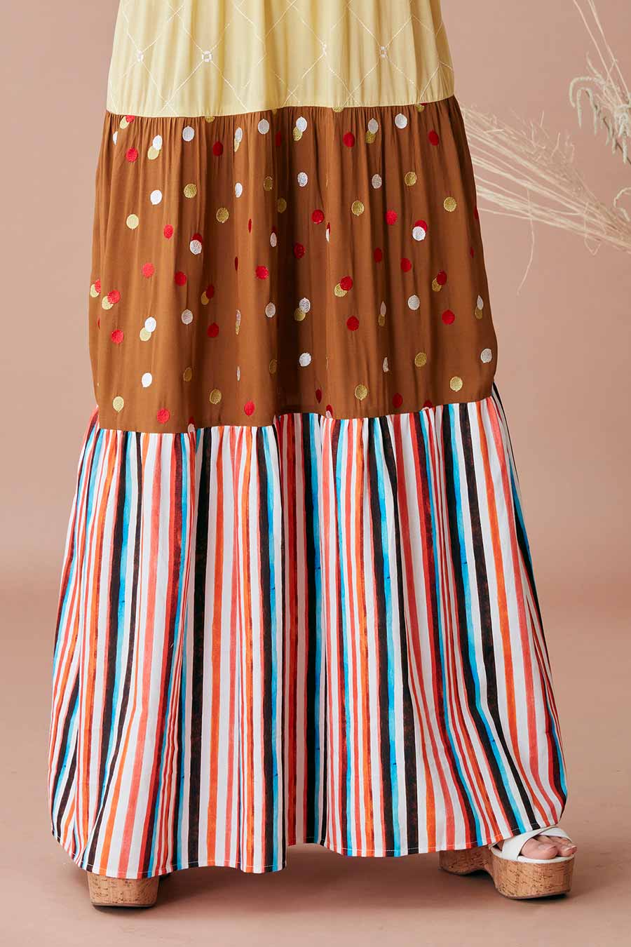 Juie Multicolour Long Tiered Dress