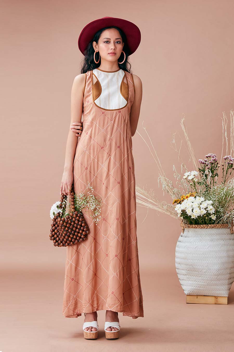 Sut Nude A-Line Long Dress