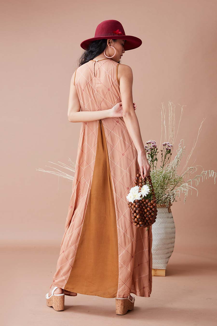 Sut Nude A-Line Long Dress