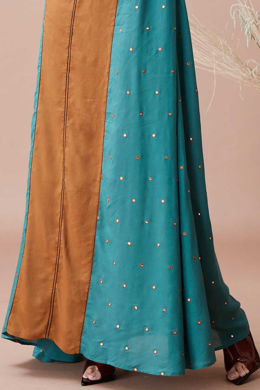 Dhaga Sage Green Embroidered Dress