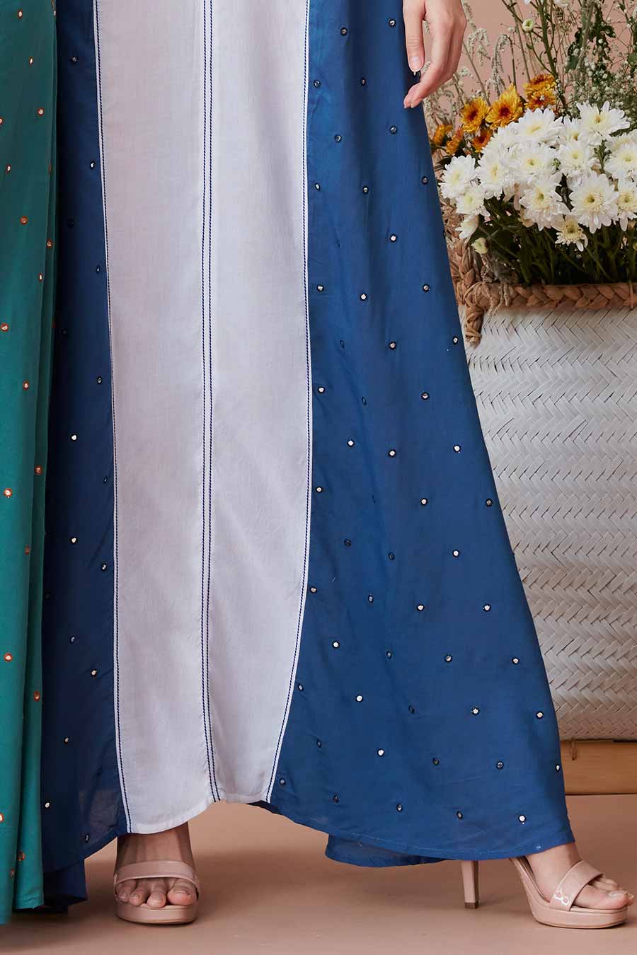 Dhaga Indigo Embroidered Dress